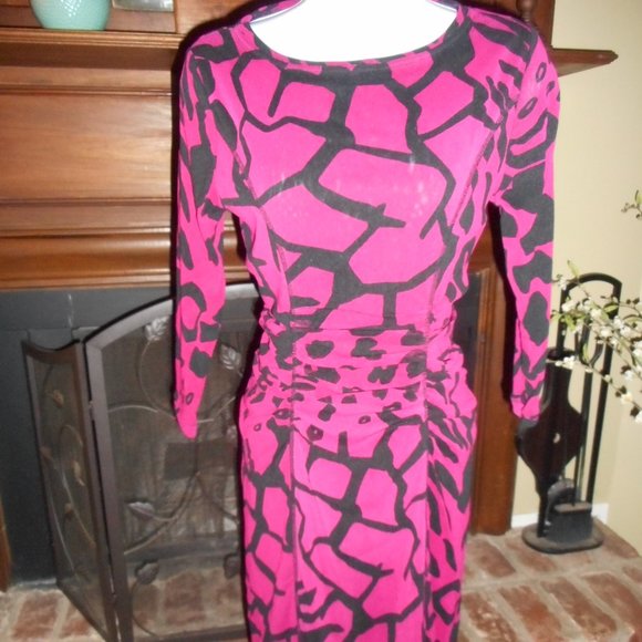 Kay Unger pink, black dress, M - Picture 3 of 9